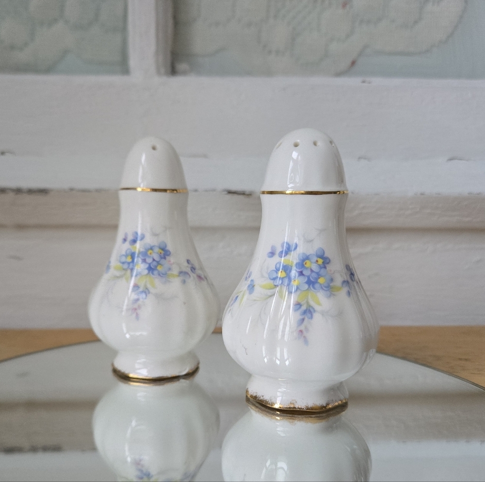 Paragon White Floral Fine Bone China Salt & Pepper Set